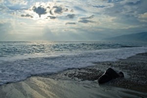 Sea with Waves and Dark Sky Tag